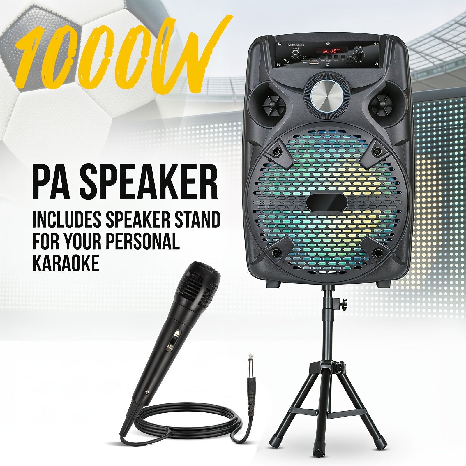 Portable PA Speaker shown in the Black (with stand) option