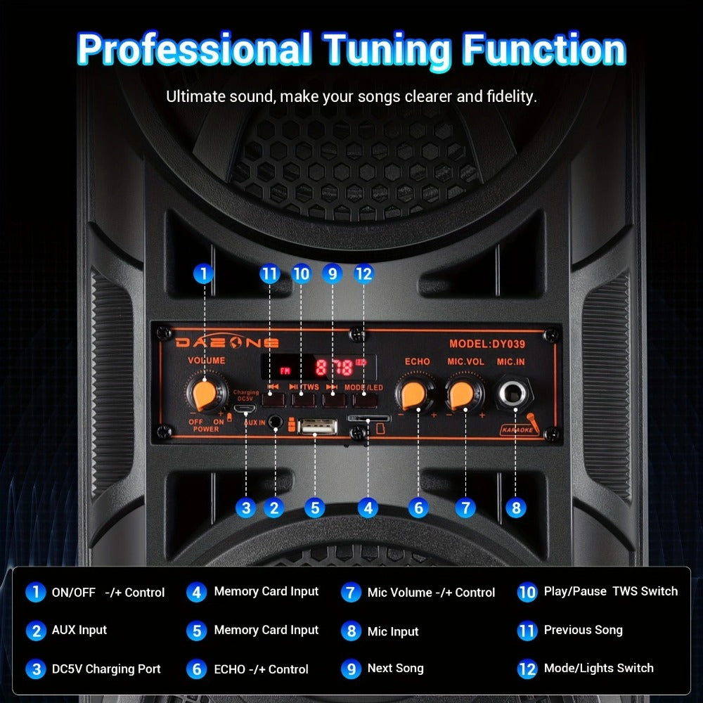 Portable PA Speaker, USB, Wireless, 2500W, System for Parties and Karaoke detail image - detail view 6