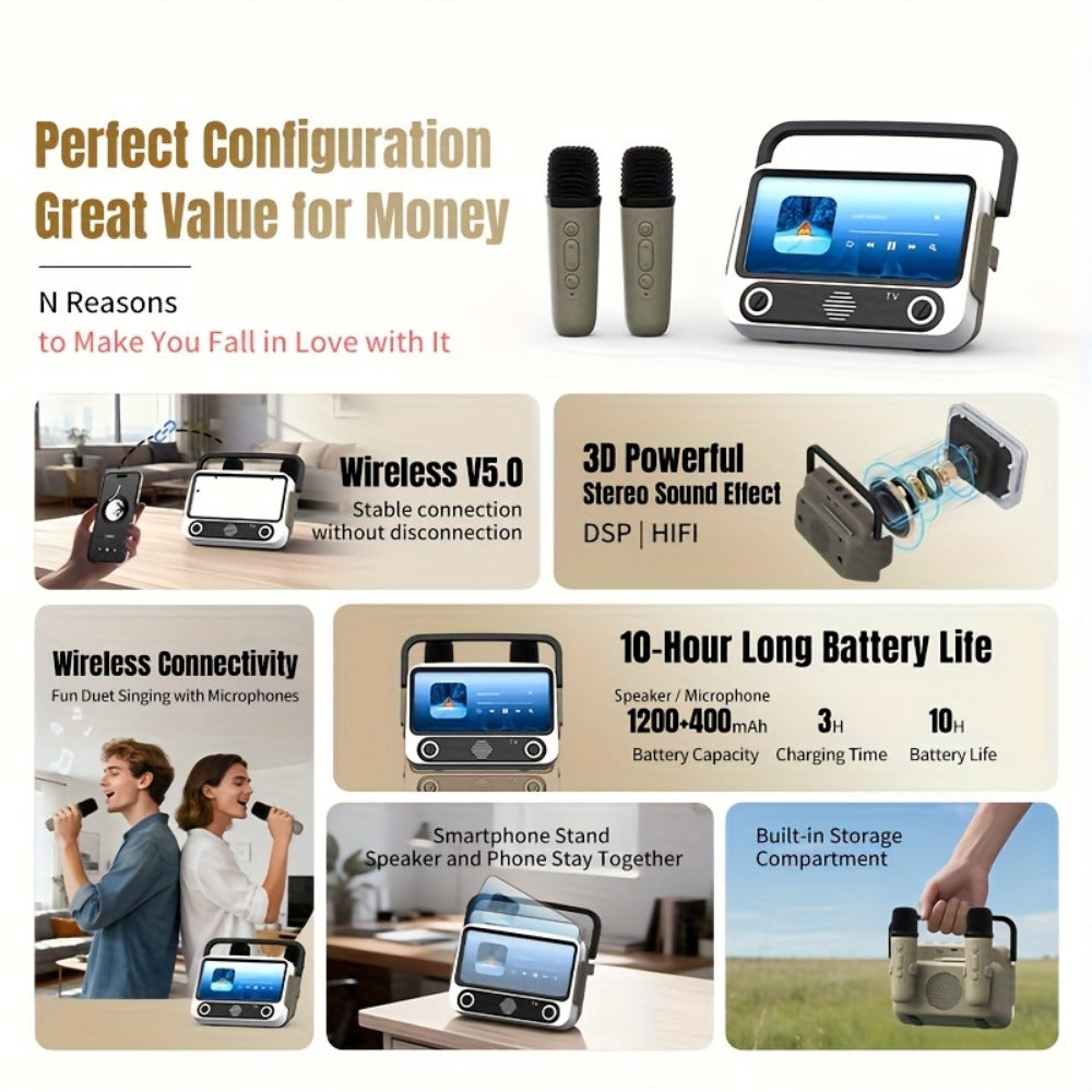 Portable PA Speaker, White, Wireless, USB-C, Karaoke, Machine for Parties and Karaoke detail image - detail view 9