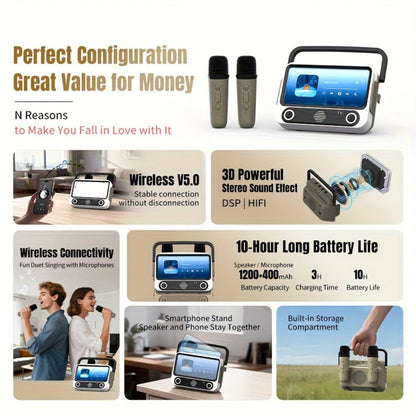Portable PA Speaker, White, Wireless, USB-C, Karaoke, Machine for Parties and Karaoke detail image - detail view 9