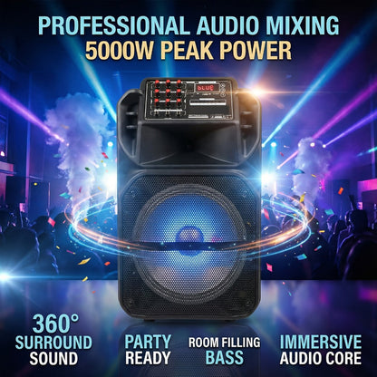 Portable PA Speaker, Wireless, Portable, 5000W, Subwoofer for Parties and Karaoke detail image - detail view 8