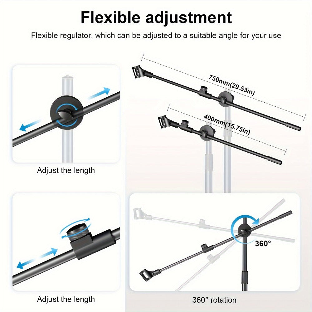 Portable Tripod Microphone Boom Stand with Clip and Carrying Bag detail image - detail view 4