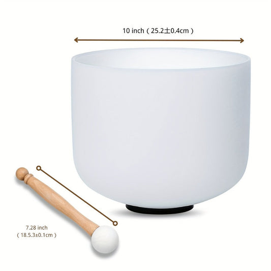 Quartz Crystal Singing Bowl, 10-Inch White Sound Bowl with Mallet detail image