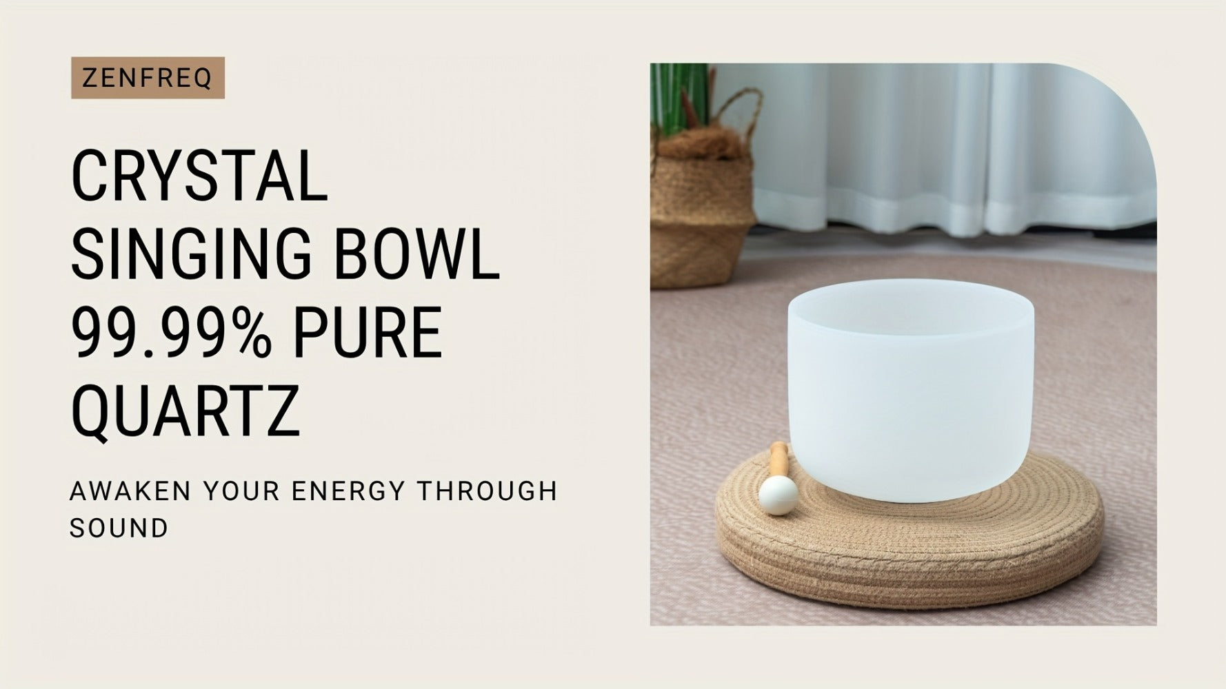 Quartz Crystal Singing Bowl, 8-Inch White Sound Bowl with Mallet detail image - detail view 10