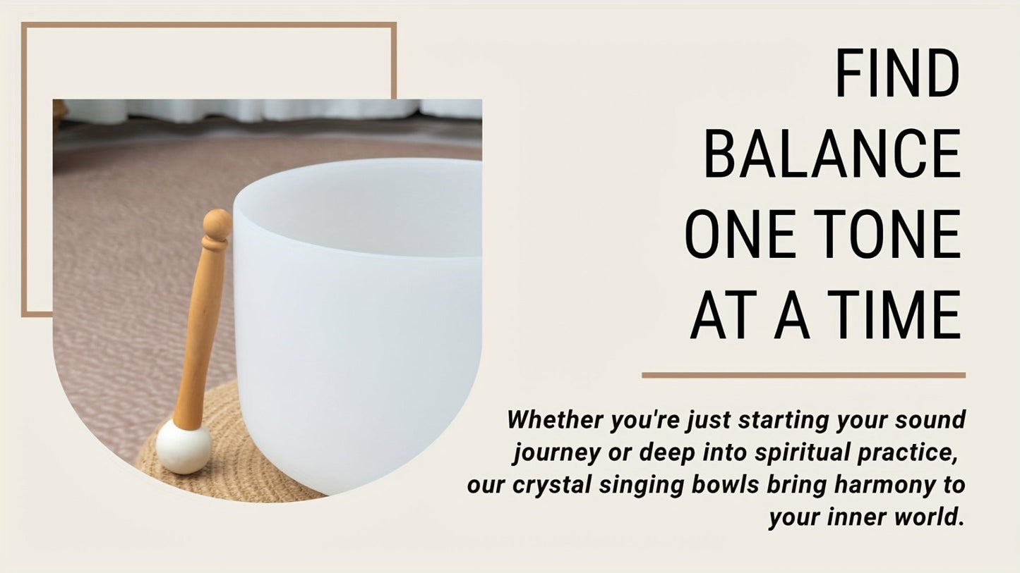 Quartz Crystal Singing Bowl, 8-Inch White Sound Bowl with Mallet detail image - detail view 11