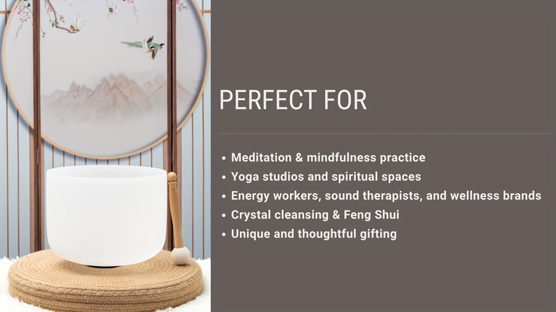 Quartz Crystal Singing Bowl, 8-Inch White Sound Bowl with Mallet detail image - detail view 13