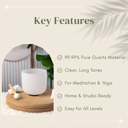 Quartz Crystal Singing Bowl, 8-Inch White Sound Bowl with Mallet detail image - detail view 4