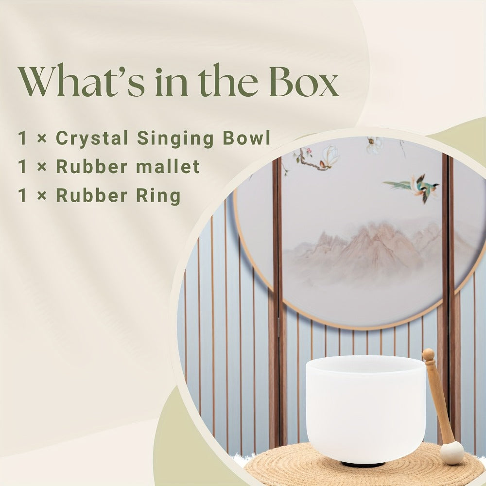 Quartz Crystal Singing Bowl, 8-Inch White Sound Bowl with Mallet detail image - detail view 5