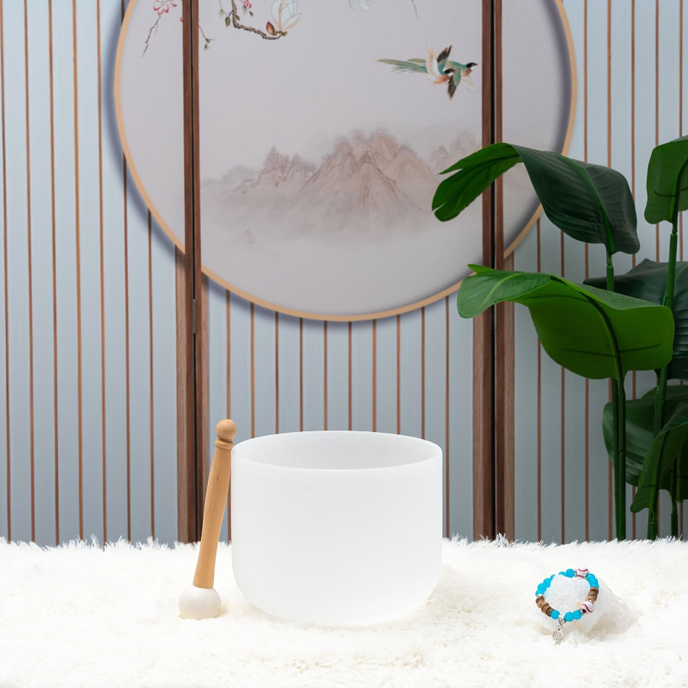 Quartz Crystal Singing Bowl, 8-Inch White Sound Bowl with Mallet detail image - detail view 6
