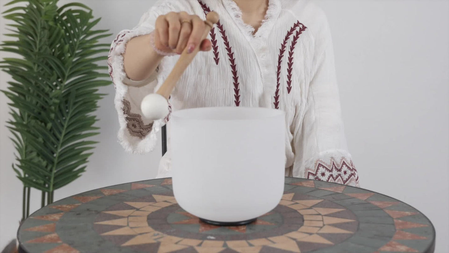 Quartz Crystal Singing Bowl, 8-Inch White Sound Bowl with Mallet detail image - detail view 9