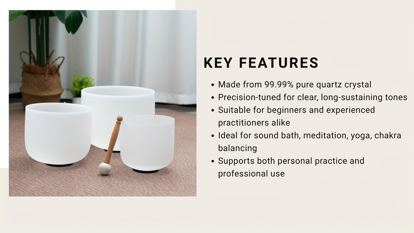 Quartz Crystal Singing Bowl Set, 7 to 11-Inch Three-Bowl Set with Case detail image - detail view 14