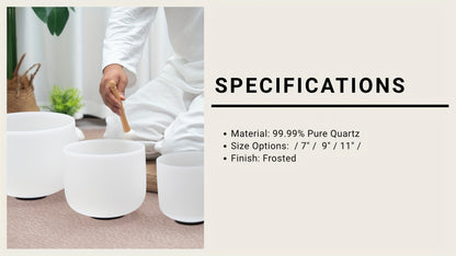 Quartz Crystal Singing Bowl Set, 7 to 11-Inch Three-Bowl Set with Case detail image - detail view 15