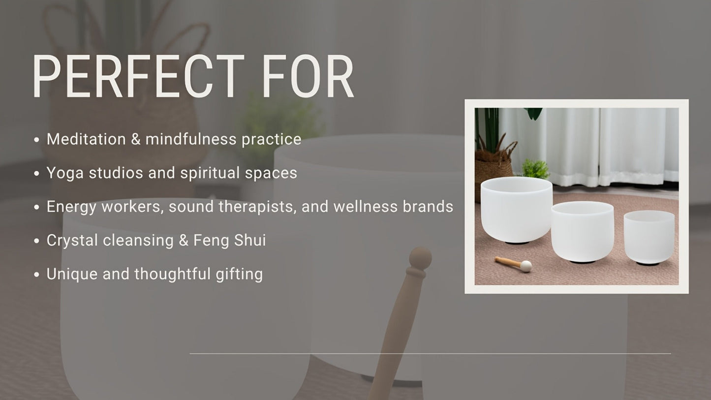 Quartz Crystal Singing Bowl Set, 7 to 11-Inch Three-Bowl Set with Case detail image - detail view 16