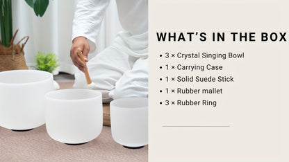 Quartz Crystal Singing Bowl Set, 7 to 11-Inch Three-Bowl Set with Case detail image - detail view 17