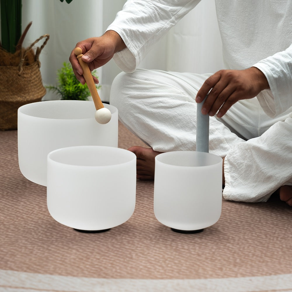 Quartz Crystal Singing Bowl Set, 7 to 11-Inch Three-Bowl Set with Case detail image - detail view 3