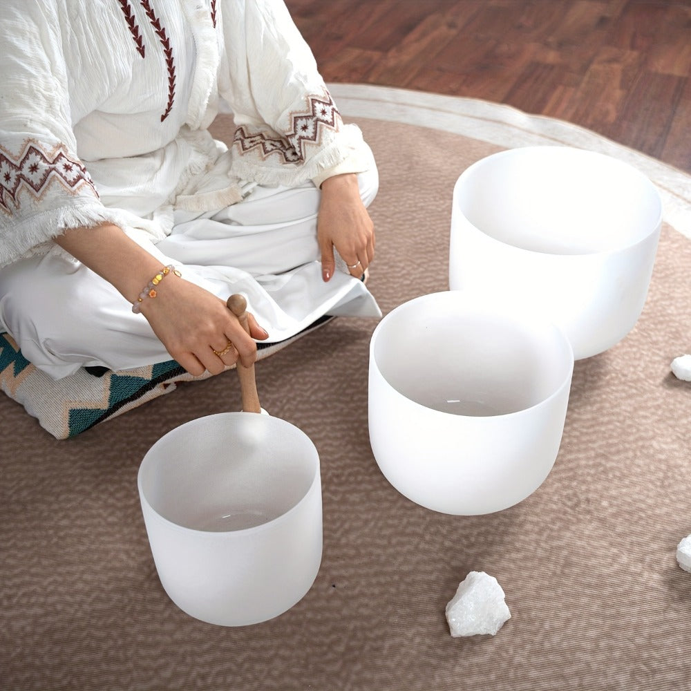 Quartz Crystal Singing Bowl Set, 7 to 11-Inch Three-Bowl Set with Case detail image - detail view 9