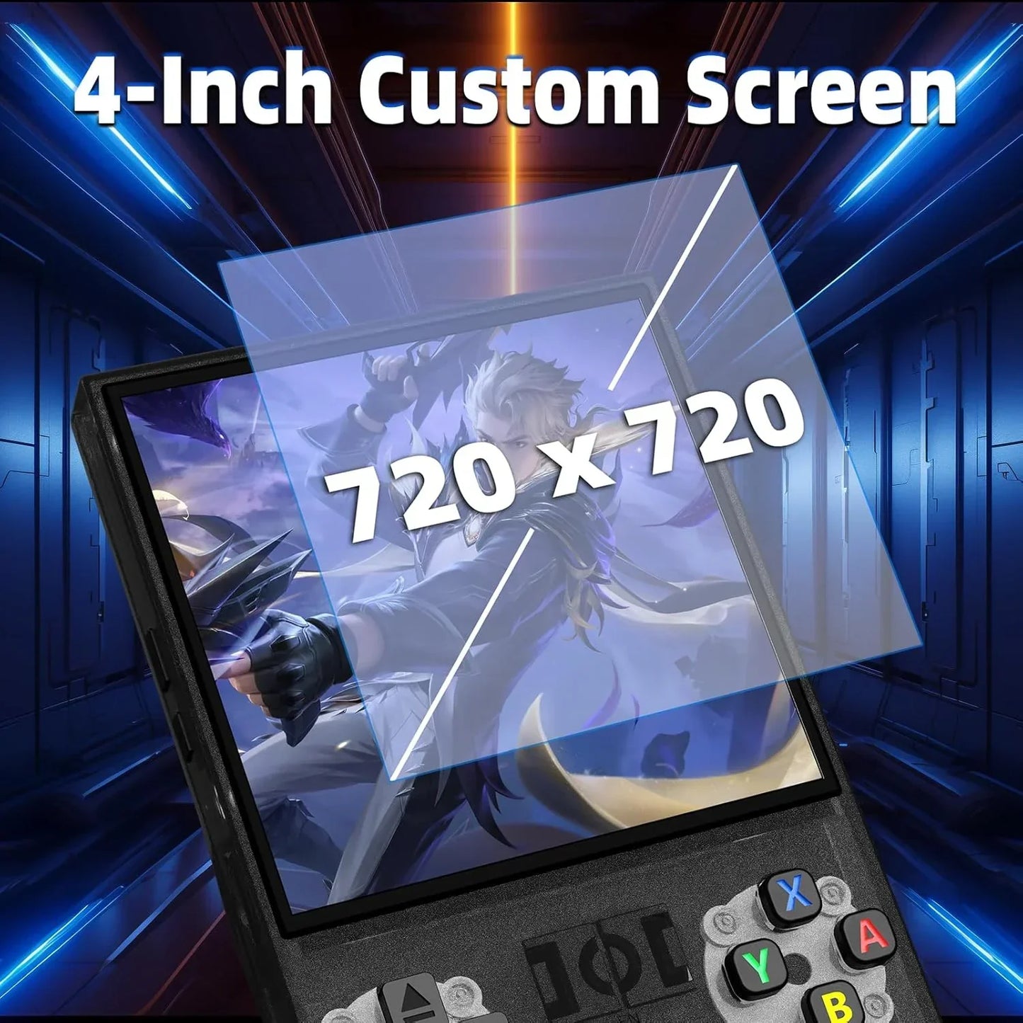 Handheld Game Console R36 Max with 4.0-Inch IPS, 720x720, Tempered Glass, 64GB or 128GB Options, 4000mAh Battery, Linux