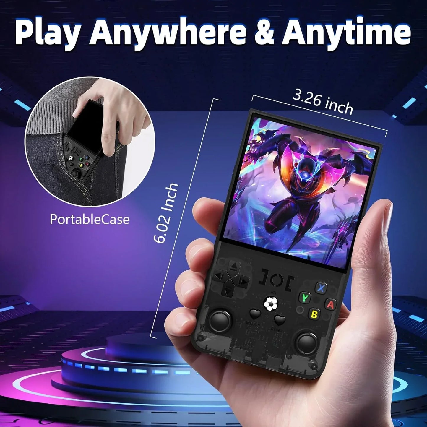 Handheld Game Console R36 Max with 4.0-Inch IPS, 720x720, Tempered Glass, 64GB or 128GB Options, 4000mAh Battery, Linux