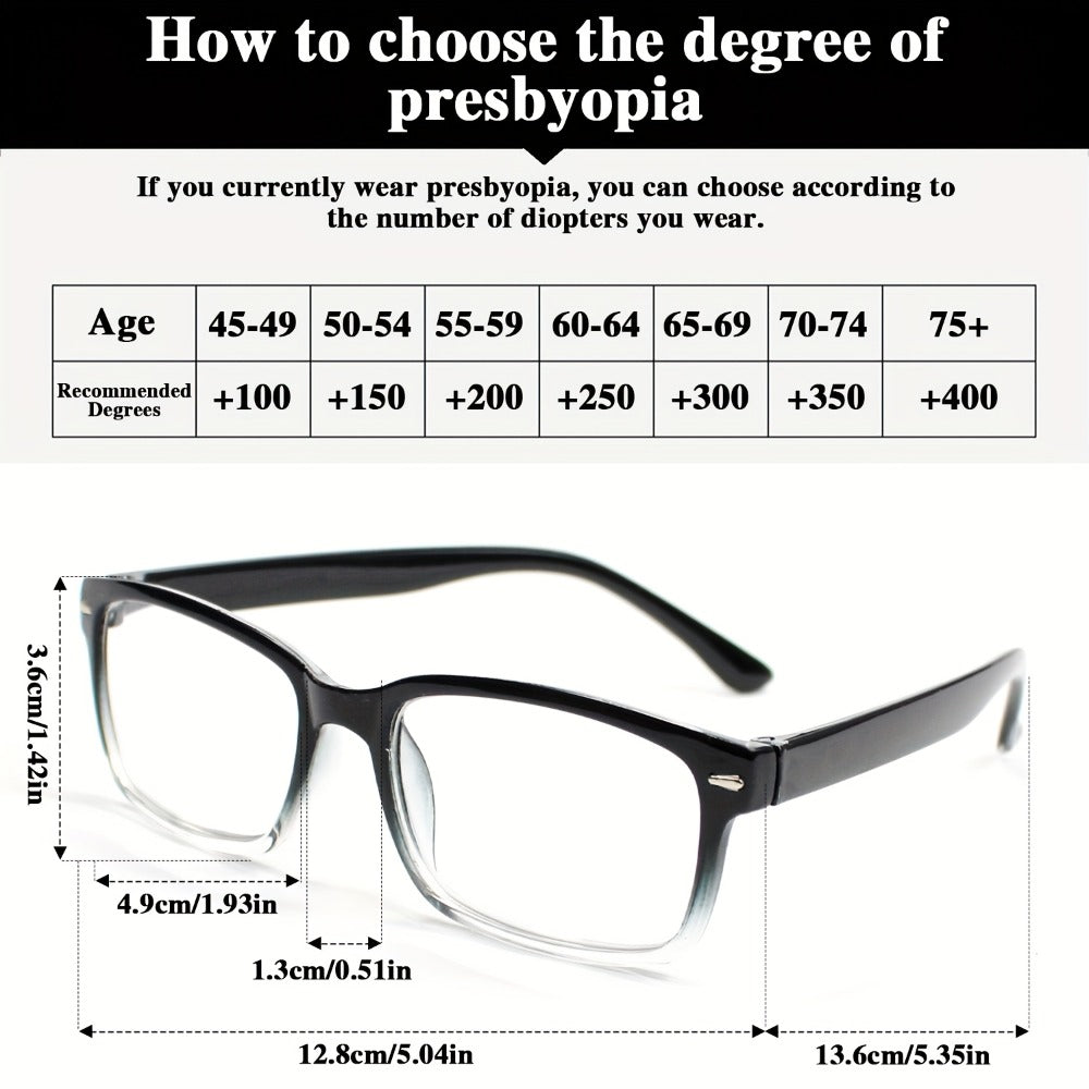 Reading Glasses - 10 Pack Ultra Light Square Frame HD Clear Lenses Vintage Metal Accents - product detail view 5