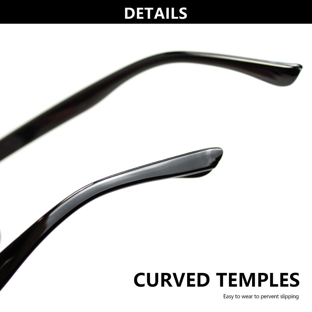 Reading Glasses - 10 Pack Ultra Light Square Frame HD Clear Lenses Vintage Metal Accents - product detail view 8