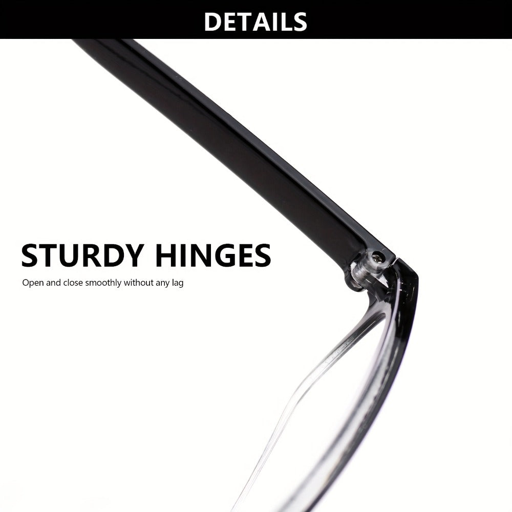 Reading Glasses - 10 Pack Ultra Light Square Frame HD Clear Lenses Vintage Metal Accents - product detail view 10