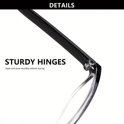 Reading Glasses - 10 Pack Ultra Light Square Frame HD Clear Lenses Vintage Metal Accents - product detail view 10
