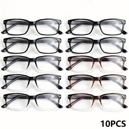 Reading Glasses - 10 Pack Ultra Light Square Frame HD Clear Lenses Vintage Metal Accents - product detail view 16