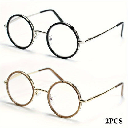 Reading Glasses - 2 Pack Metal Round Frame Spring Hinge for Men Women Lightweight Stylish - product detail view 2