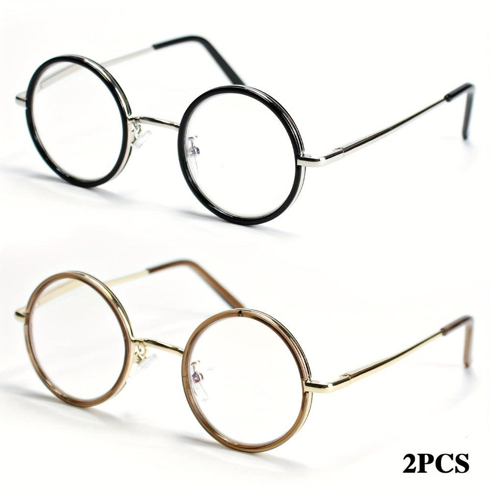 Reading Glasses - 2 Pack Metal Round Frame Spring Hinge for Men Women Lightweight Stylish - product detail view 3