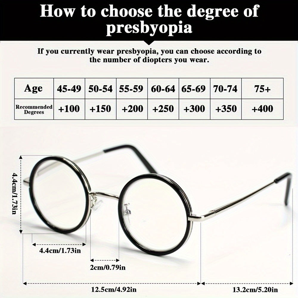 Reading Glasses - 2 Pack Metal Round Frame Spring Hinge for Men Women Lightweight Stylish - product detail view 5