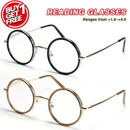 Reading Glasses - 2 Pack Metal Round Frame Spring Hinge for Men Women Lightweight Stylish - product detail view 7