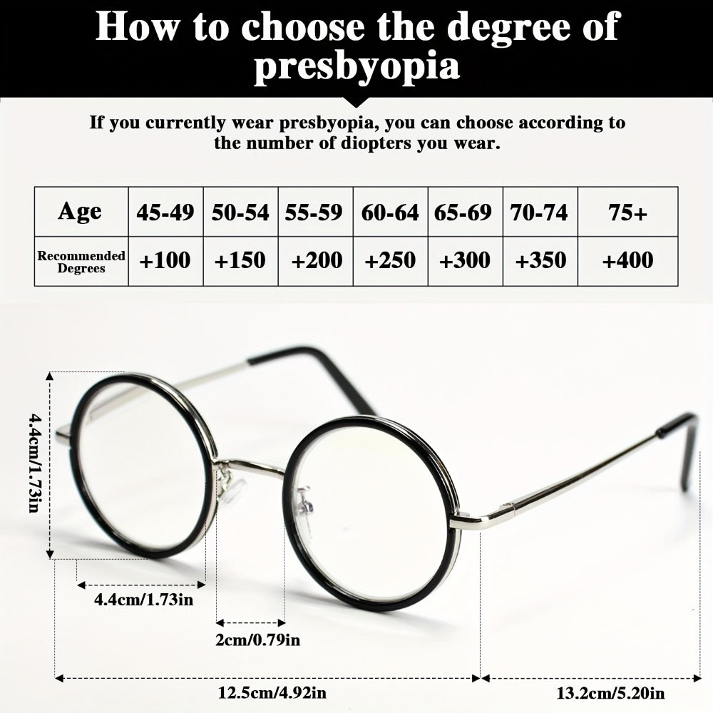 Reading Glasses - 2 Pack Metal Round Frame Spring Hinge for Men Women Lightweight Stylish - product detail view 9