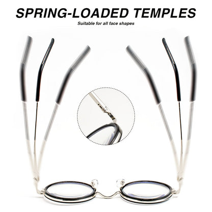 Reading Glasses - 2 Pack Metal Round Frame Spring Hinge for Men Women Lightweight Stylish - product detail view 13