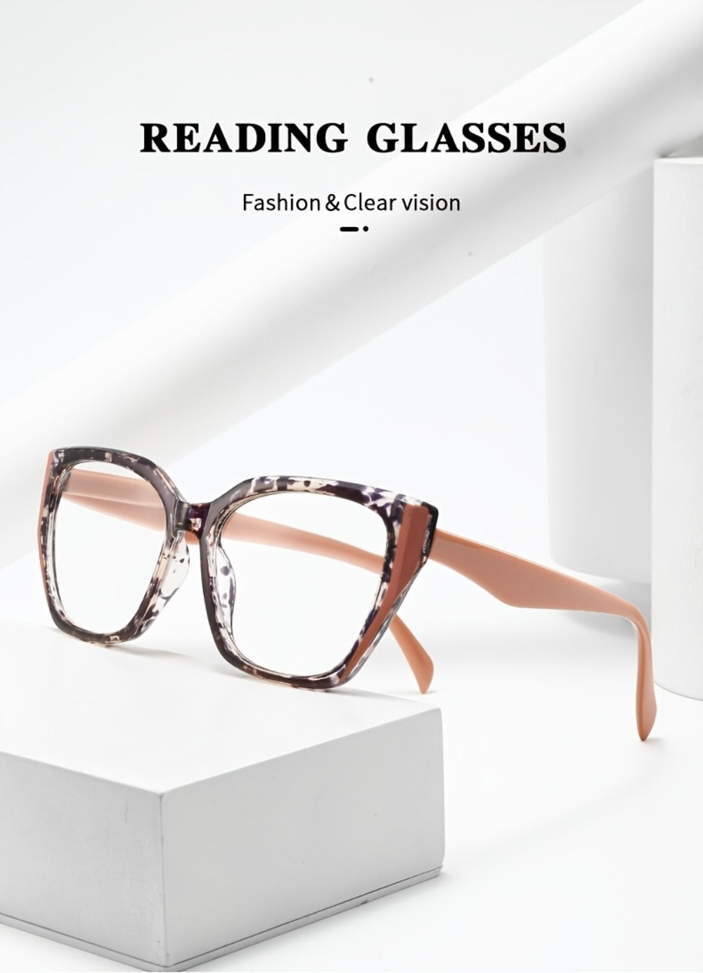 Reading Glasses - 2 Pack Pink Oversized Women Romantic Retro PC Frame HD Lenses Spring - product detail view 7