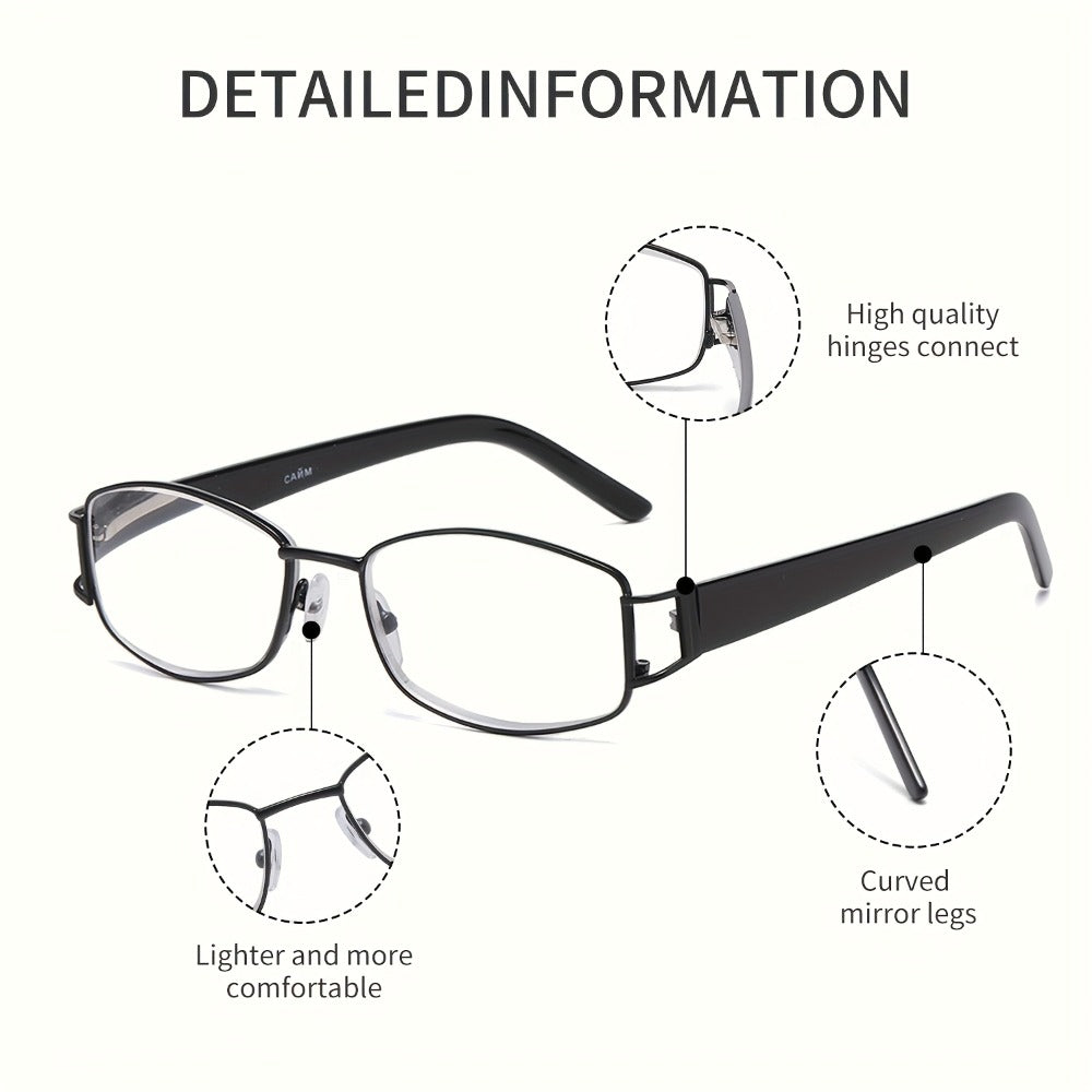 Reading Glasses - for Women 2 Pack - Rectangular Small Frame Light Luxury Geometric Design - product detail view 5