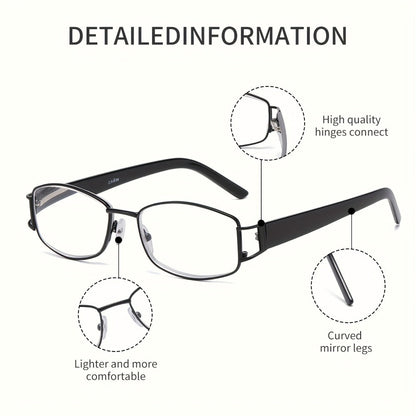 Reading Glasses - for Women 2 Pack - Rectangular Small Frame Light Luxury Geometric Design - product detail view 5