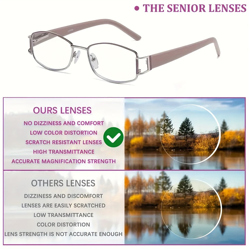 Reading Glasses - for Women 2 Pack - Rectangular Small Frame Light Luxury Geometric Design - product detail view 6