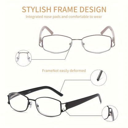 Reading Glasses - for Women 2 Pack - Rectangular Small Frame Light Luxury Geometric Design - product detail view 7