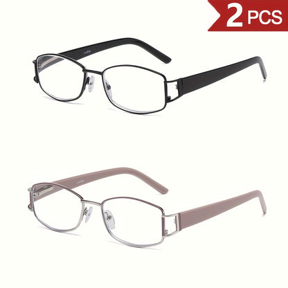Reading Glasses - for Women 2 Pack - Rectangular Small Frame Light Luxury Geometric Design - product detail view 11