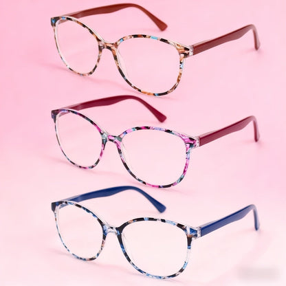 Reading Glasses - Women 3 Pack Flower Pattern Oval Frame +1.00 to +4.00 Multicolor Stylish - product detail view 3
