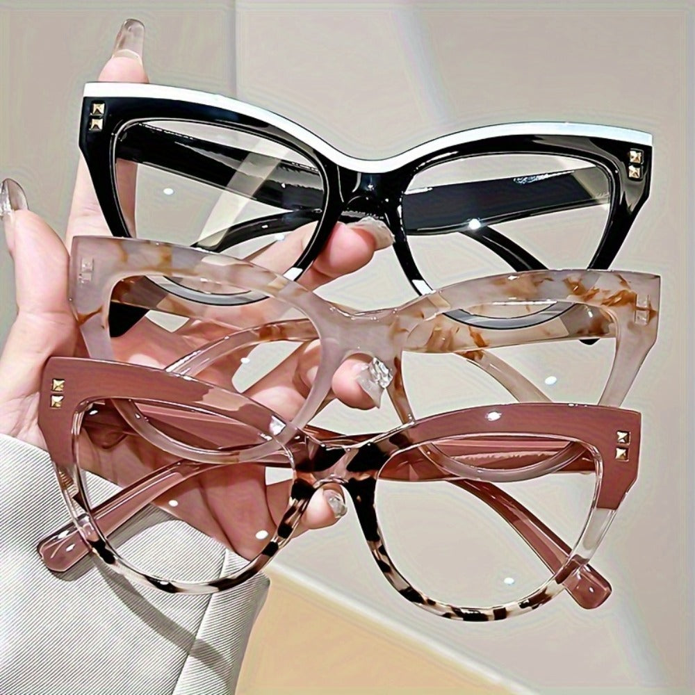 Reading Glasses - 3 Pack for Women Metal Hinge Minimalist Color Block Presbyopia Frames - product detail view 3
