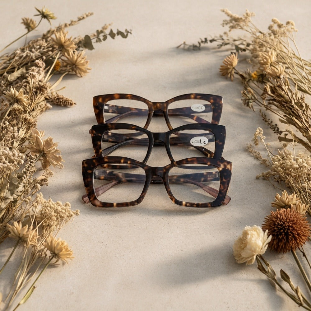 Reading Glasses - 4 Pack Cat Eye Oversized Frames for Men & Women Sturdy Spring Hinges - product detail view 7