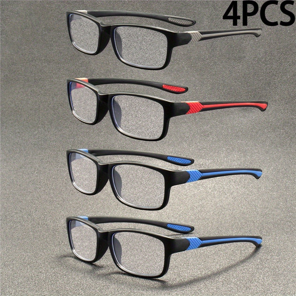 Reading Glasses - 4 Pack Fashion Sport Rectangular Full Frame for Men Women Lightweight - main product view