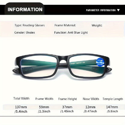 Reading Glasses - 4 Pack Fashion Sport Rectangular Full Frame for Men Women Lightweight - product detail view 3