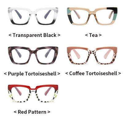 Reading Glasses - for Women 4 Pack, Large Frame HD Lenses, Leopard Print & Classic Black - product detail view 6