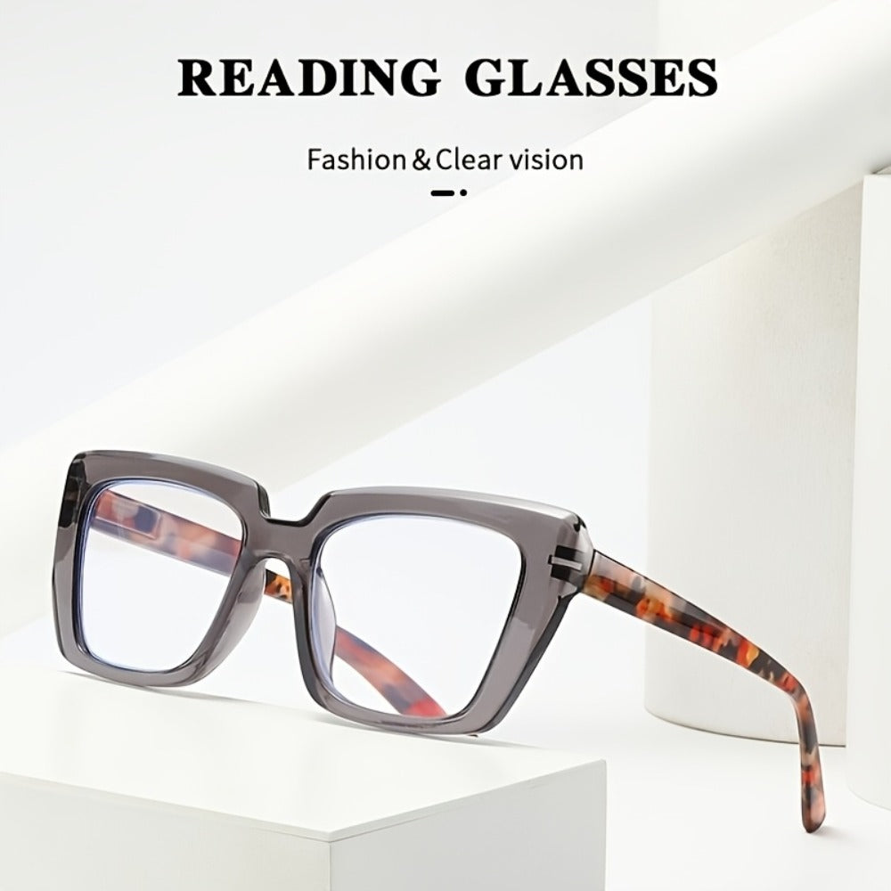 Reading Glasses - for Women 4 Pack, Large Frame HD Lenses, Leopard Print & Classic Black - product detail view 7