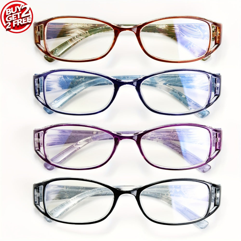 Reading Glasses - 4 Pairs Multicolor Rectangular Frame Presbyopia Readers Men Women +1.0 to - main product view