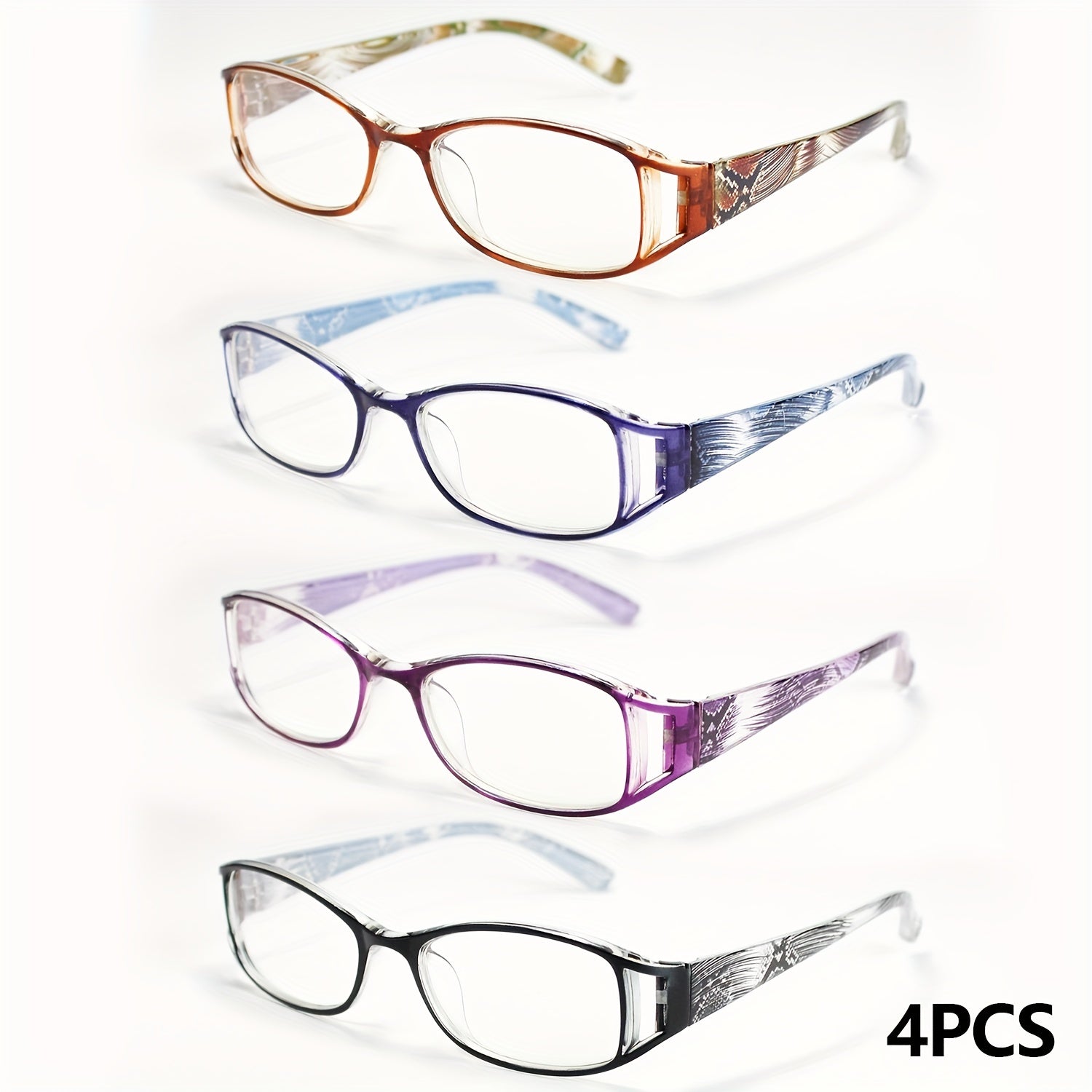 Reading Glasses - 4 Pairs Multicolor Rectangular Frame Presbyopia Readers Men Women +1.0 to - product detail view 11
