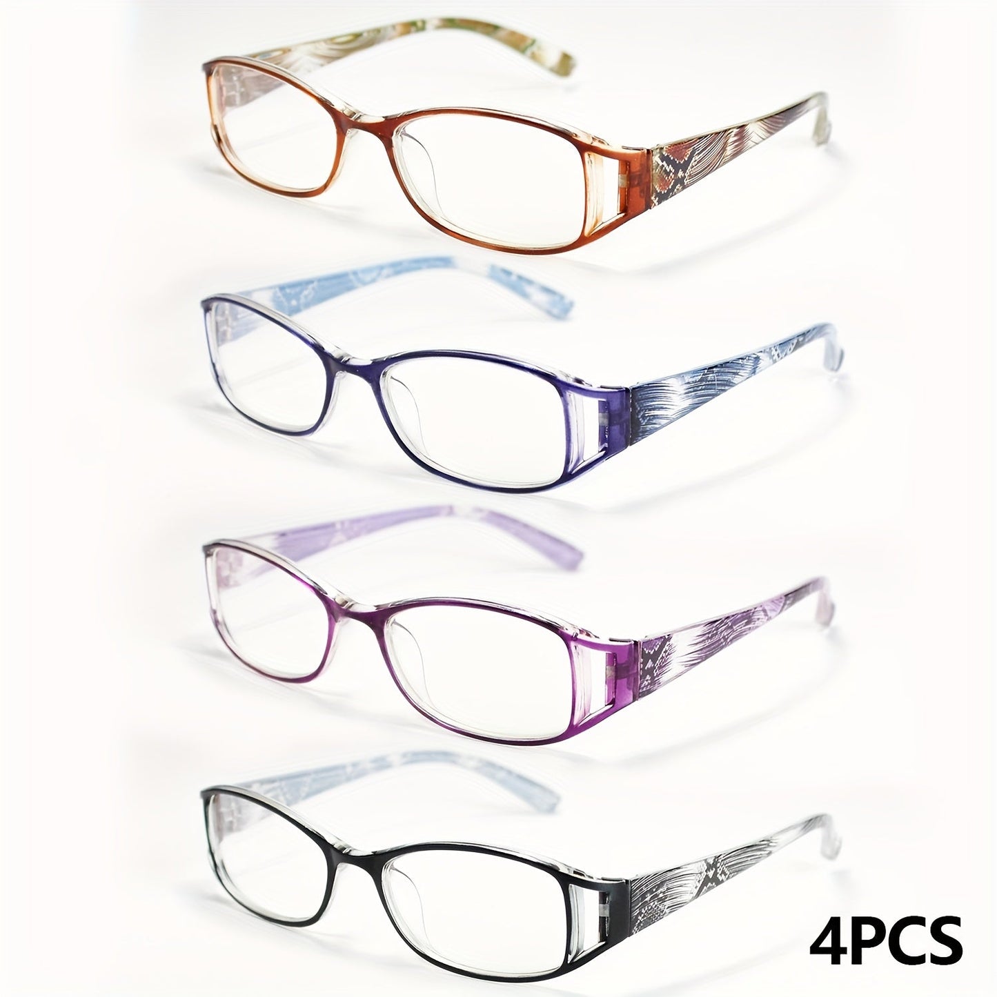 Reading Glasses - 4 Pairs Multicolor Rectangular Frame Presbyopia Readers Men Women +1.0 to - product detail view 12