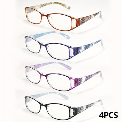 Reading Glasses - 4 Pairs Multicolor Rectangular Frame Presbyopia Readers Men Women +1.0 to - product detail view 17